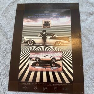 General Motors 100 Years Poster 1996 Corvette Bel Air Cadillac GM Art